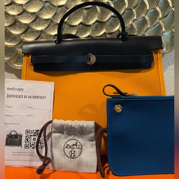 💯AUTH PRE-LOVED LUXURY HERMES TOILE CANVAS/LEATHER HERBAG 31 SHOULDER BAG🔥🔥🔥 - Picture 3 of 16